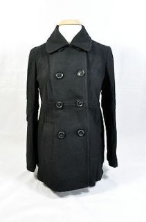 Amazing NEW $135 Motherhood Maternity Black Wool Pea Coat Jacket   S 