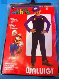 Super Mario WaLuigi Costume SZ S M L XL Blue Green Jumpsuit Hat 