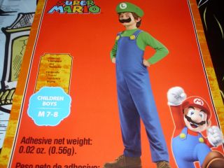 Luigi Super Mario Halloween Costume Boys Nintendo Wii Mustache New 