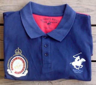 Mens Beverly Hills Polo Club Golf Shirt Navy Red Size M
