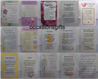 Laminated Wallet Credit Card Size Keepsake Message Card All Occasions