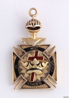 York Rite Knights Templar Masonic Vintage Fob   14k Gold Masons 