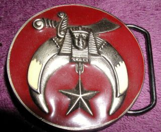 Fraternal Masonic Shriners Belt Buckle Lodge Sword Star