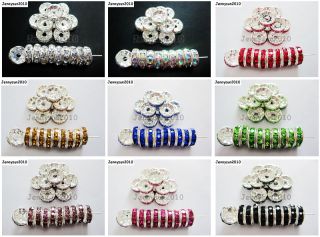 Czech Crystal Rhinestone Silver Rondelle Spacer Beads 4mm 5mm 6mm 8mm 