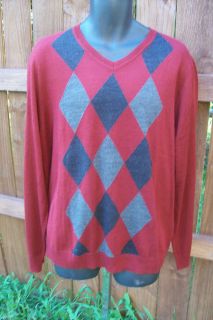 MENS THIN V NECK SOLID & ARGYLE WOOL LONG SLEEVE SWEATER RIBBED SHIRT 