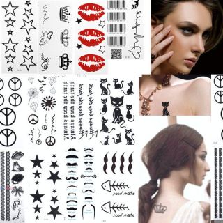Waterproof Temporary Tattoo Sticker Transfer Body Art /Sign Star Lip 
