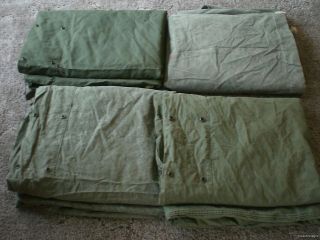 10 USED US ARMY SHELTER TENT HALF Tarp Poncho Canvas Pup Military 