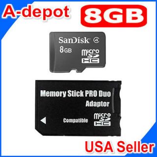 Sandisk 8GB MicroSD Card to Memory Stick MS Pro Duo For Sony PSP 1000 