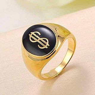 Fancy 9K Gold Filled Accent US dollar Mens Lucky Ring,size 7,120206 04