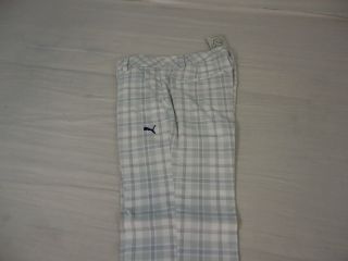 NEW~ MENS PUMA GOLF PLAID TECH PANTS (WHITE) SIZE 36/30 NEW WITH TAGS
