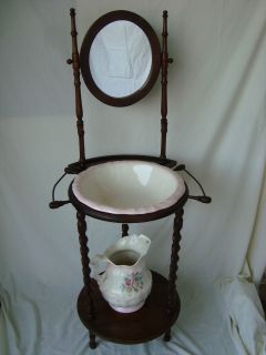 ANTIQUE WOODEN WASH STAND / VANITY POTTERIES NOT INCLUDED