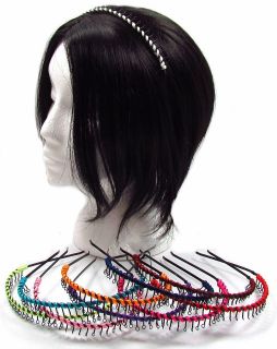 New BLACK METAL HAIR HEADBAND ALICE BAND   Wire Comb with Satin Twine 