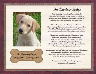 Personalized Pet Memorial Poem For Loss Of Dog The Rainbow Bridge