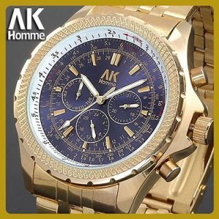   Tag Aviator Gold Plated Mens Automatic Mechanical Wrist Watch Day Date