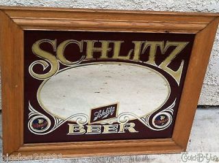 SCHLITZ Beer Mirror Bar Sign    VINTAGE 1981    Large 24.5 x 20.5