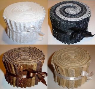 White, Brown, Tan, Black Neutral Fabric Jelly Rolls