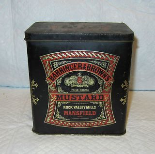 Vintage BARRINGER & BROWNS Mustard Tin, Rock Valley Mills, Mansfield