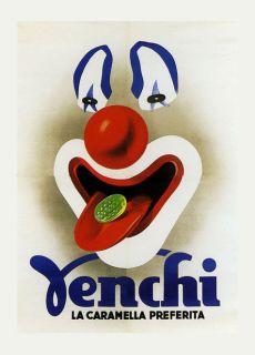 Pierrot Clown Venchi Candy Italian Italy Chocolate Vintage Poster Repo 