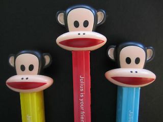 NEW Paul Frank Julius MONKEY Pez SET of 3 & refill pack, Not sold in 