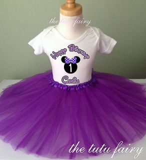 Purple Minnie Mouse Girl Birthday outfit set name age 1st 2 3 4 5 6 