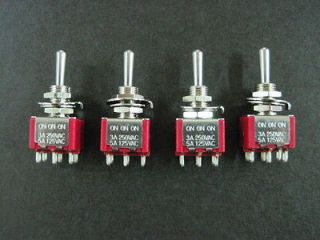 Lot 4   4 Mini Toggle Switches On On On DP3T 125VAC Heavy Duty Guitar 