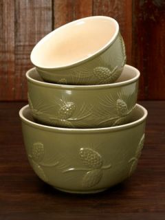 Stoneware / Ceramic Pinecone Mixing Bowls   (Set of 3)   FREE 