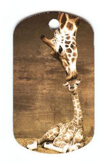 Giraffe Kiss #1 Dog Tag Necklace [ and Free Chain]