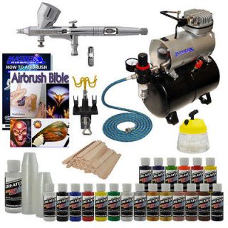   Pro G44 MASTER Dual Action AIRBRUSH w AIR COMPRESSOR KIT Createx Paint