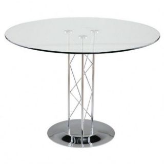 Modern 48 Dining Table with Chrome Base Round glass top Dining Modern 
