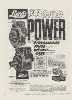   1966 LISTER DIESEL ENGINES STATIONARY MOTOR Advertisement IRRIGATION