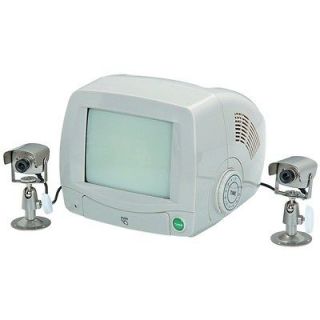   listed Black and White Security System with Two Cameras & Monitor