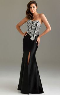 Night Moves by Allure 6419 Black Beaded Prom Dress Evening Gown Size 