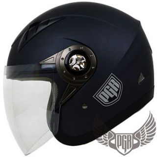 PGR Jet Pilot Matte Grey Motorcycle DOT Helmet Moped Scooter Open Face 