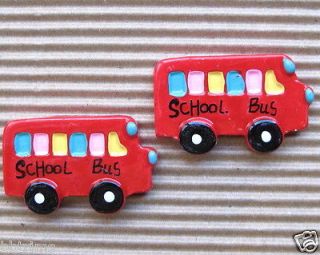 US SELLER   10 x (1 3/8) Red Resin School Bus Flatback Beads for 