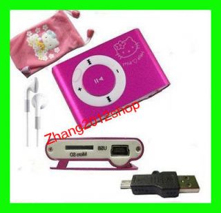 Christmas Gift Hello Kitty Clip Mini  Player Pink Support Micro SD 