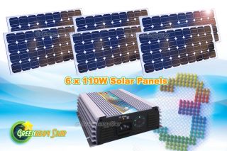 600W MPPT Grid Tie Inverter+ 12 V 660W (6x Above 100 W) Solar Panel 