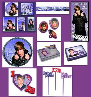JUSTIN BIEBER Party Plates Cups Napkins Tablecover Cake Banner Bags 