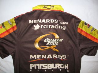 LG Nascar Race Used Paul Menard Twitter Pit Crew Shirt RCR Chevy 