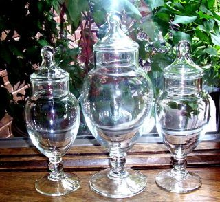 VINTAGE PEDESTAL APOTHECARY JARS PHARMACY CANDY DISH GLASS WEDDING 