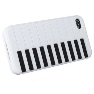 White Piano Music Keys Silicone Gel Soft Case Cover for Apple iPhone 4 