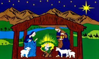 NATIVITY SCENE Christmas Garden Decorative Baby Jesus New Poly 3x5 