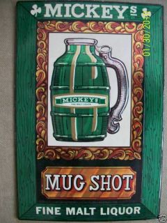 Mickeys Mug Shot Fine Malt Liquor Embosograph Board Ad