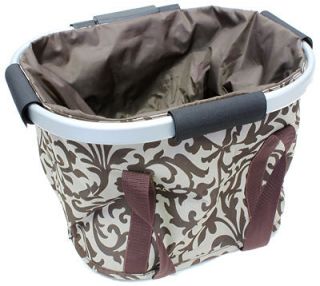 SUNLITE FRONT BICYCLE BIKE BASKET CANVAS & ALLOY BROWN / WHITE 