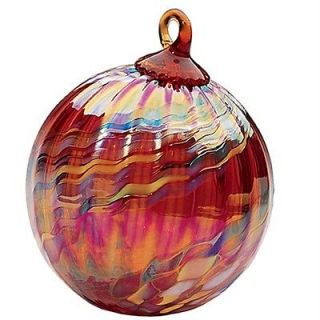 Glass Eye Studio Art Glass Blown Holiday Swirl Ball Ornament 133L New