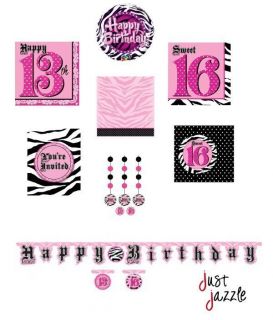   Happy 13 Sweet 16 Zebra Birthday Party Supply U Pick Napkin Decor