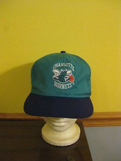 Vintage Charlotte Hornets Hat Green Cloth Under Bill Adjustable 