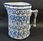   SPONGEWARE Pottery Stoneware Pitcher No Marks  Possible Early McCoy