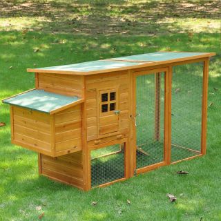   Wood Chicken Coop Rabbit Hutch Nest Box Run Poultry Cage Hen House