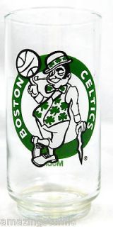 1980s Boston Celtics Logo World Champions Glass Championship Mobil Oil 