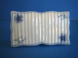   Blue Fluted Plain Place Cards Name Plate China Rectangle Vtg